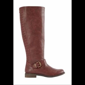 JustFab Zuri flat zipper tall boot buckle 7 NIB